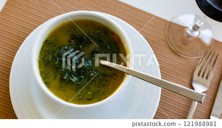 Portion of fresh caldo verde Portion of fresh caldo verde 121988981