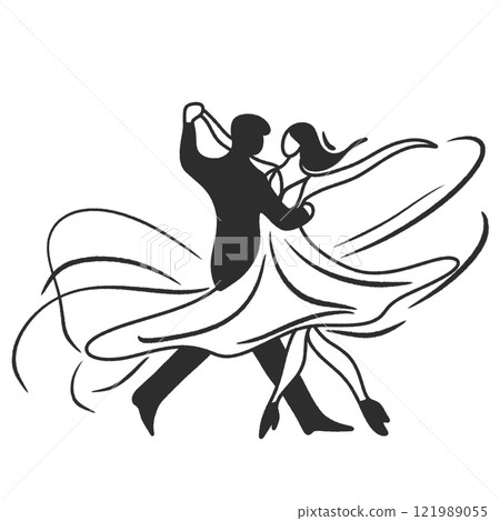 Dancing couple Valentines day Hand drawn doodle line art illustration love elements greeting card decoration Dancing couple Valentines day Hand drawn doodle line art illustration love elements greeting card decoration 121989055