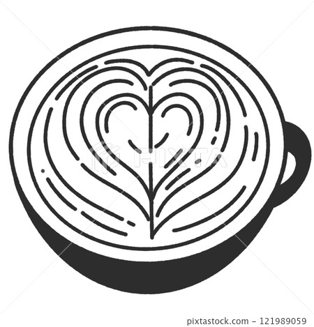 Latte Art Valentines day Hand drawn doodle line art illustration love elements greeting card decoration Latte Art Valentines day Hand drawn doodle line art illustration love elements greeting card decoration 121989059