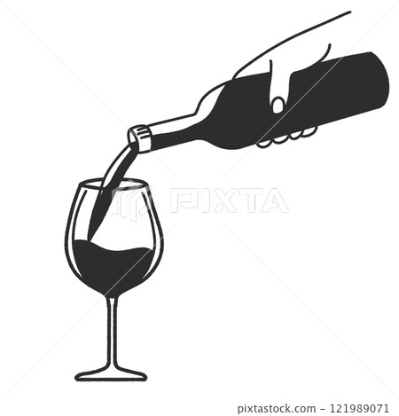 Pouring Wine into a glass Valentines day Hand drawn doodle line art illustration love elements greeting card decoration Pouring Wine into a glass Valentines day Hand drawn doodle line art illustration love elements greeting card decoration 121989071