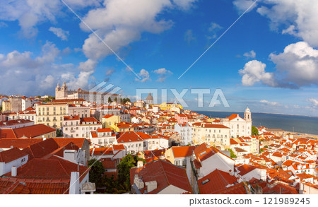 View of the oldest district of Alfama, Lisbon, Portugal 121989245