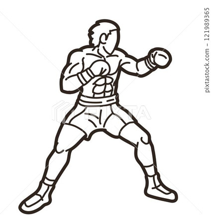 Boxing Sport Boxer Fighting Punching Action Cartoon Graphic Vector 121989365