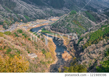 View of the Kizu River from Mount Kasagi, Kasagi Town, Kyoto Prefecture 121989396
