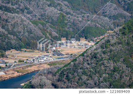 View of the Kizu River from Mount Kasagi, Kasagi Town, Kyoto Prefecture 121989409