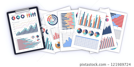 Clipboard and business documents, business data analysis and verification Clipboard and business documents, business data analysis and verification 121989724