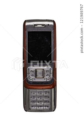 Retro mobile phone with a classic button design on a transparent background. The high resolution and transparent background make it perfect for use in advertising, illustrations, and design projects Retro mobile phone with a classic button design on a transparent background. The high resolution and transparent background make it perfect for use in advertising, illustrations, and design projects 121989767