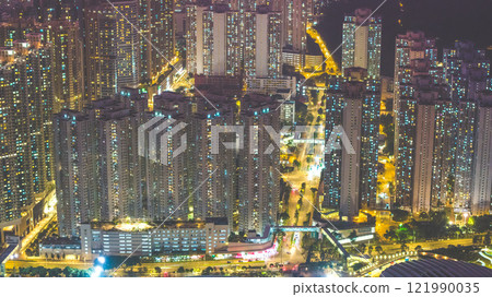 Dec 1 2022 Twilight with Aerial View of Stadium and Residential Buildings 121990035