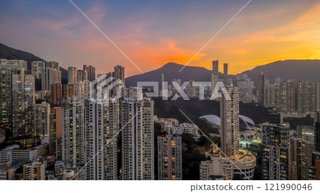Dec 21 2024 Urban Skyline at Twilight with Vibrant Sunset Colors at Tai Hang Dec 21 2024 Urban Skyline at Twilight with Vibrant Sunset Colors at Tai Hang 121990046