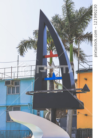Dec 28 2024 Modern Sculpture Against Vibrant Background 121990230
