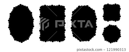 Different wave edge frame collection. Jagged scalloped border element set. Black wavy undulate graphic design templates for decoration, banner, poster, sticker, badge. Vector vintage bundle Different wave edge frame collection. Jagged scalloped border element set. Black wavy undulate graphic design templates for decoration, banner, poster, sticker, badge. Vector vintage bundle 121990313