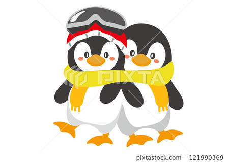 可愛友善的企鵝的插圖 121990369