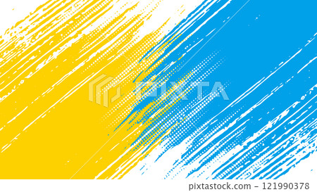 Brush stroke background blurred halftone yellow light blue half 121990378