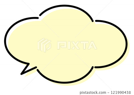 語音氣泡向量蓬鬆雲黑邊黃色 語音氣泡向量蓬鬆雲黑邊黃色 121990438
