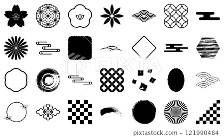 Japanese style icon decoration simple black set Japanese style icon decoration simple black set 121990484