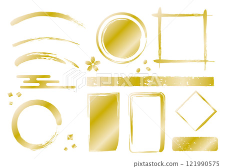 Japanese style brush, gold, golden color, luxurious set 121990575