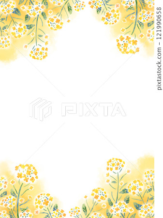 油菜花框垂直水彩觸摸 油菜花框垂直水彩觸摸 121990658
