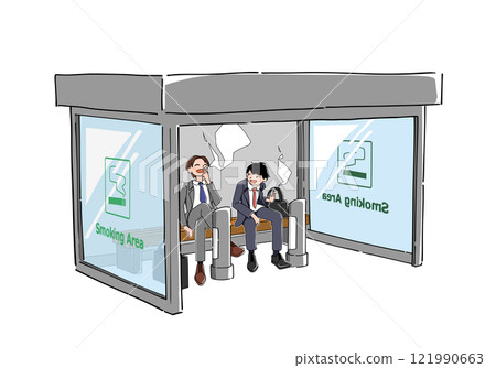 上班族在吸菸區聊天插畫 121990663
