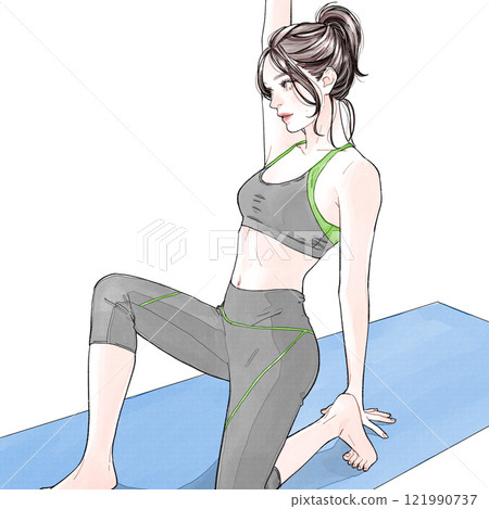 Women stretching Women stretching 121990737