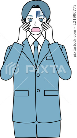 A man in a suit turns pale in frustration 121990775