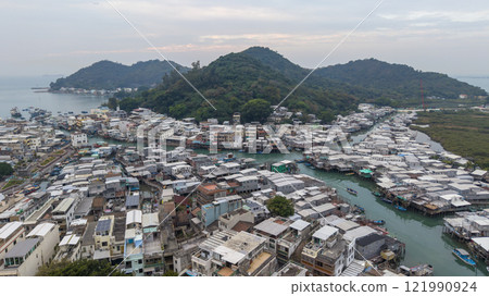Dense Residential Area With Canal and Fishing Boats Tai O Dec 31 2024 121990924