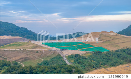 Jan 4 2024 Construction Site in Scenic Mountainous Landscape, Tseung Kwan O Jan 4 2024 Construction Site in Scenic Mountainous Landscape, Tseung Kwan O 121990949