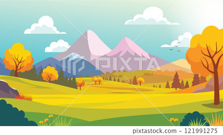 Mountain Adventure Nature Scenery Landscape with Trees in Forest and Sunlight in the Morning Mountain Adventure Nature Scenery Landscape with Trees in Forest and Sunlight in the Morning 121991275