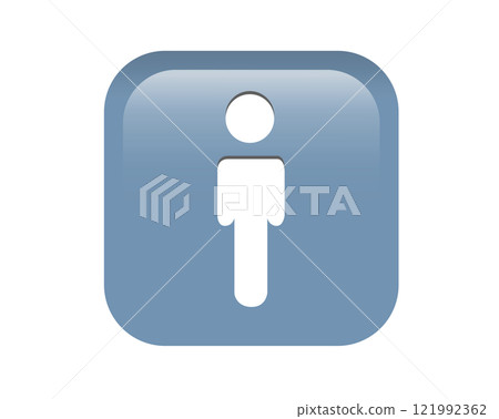 Gradient blue man restroom round corner square icon button with iconography of man and woman 121992362