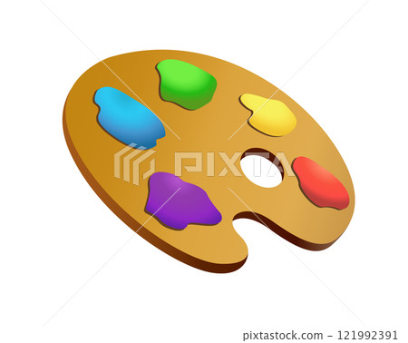 Artist palette icon used when painting, to store and mix paint colors 121992391