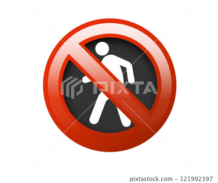 Pedestrian symbol with red circle restricted icon Pedestrian symbol with red circle restricted icon 121992397