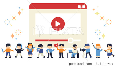 Content creation and video distribution vector illustration (white background) Content creation and video distribution vector illustration (white background) 121992605