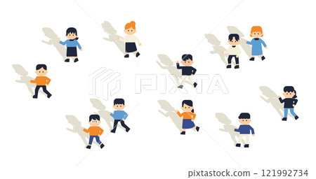 Simple character illustration set | People walking (white background) 121992734