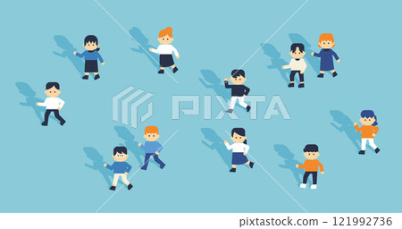 Simple character illustration set | People walking 121992736