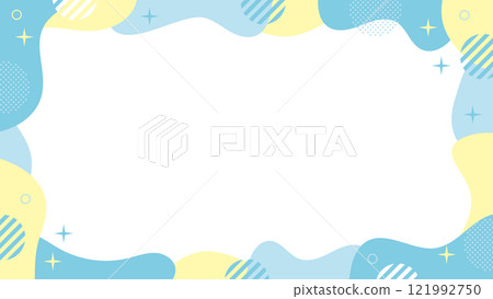 抽象幾何框架淺藍黃閃光圓點 121992750