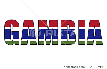 Gambia text with national flag background 121992995