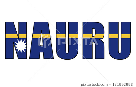 Nauru text with national flag background 121992998