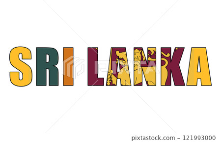 Sri Lanka text with national flag background 121993000