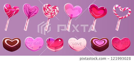 Valentine heart shaped candies set Valentine heart shaped candies set 121993028