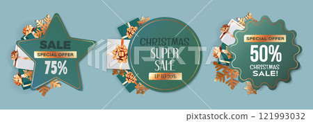 Christmas green sale tags set Christmas green sale tags set 121993032