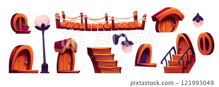 Wooden house elements set 121993049