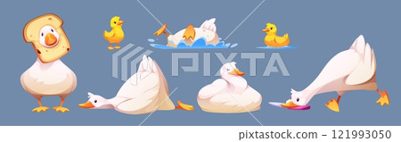 Cute goose or duck character set 121993050