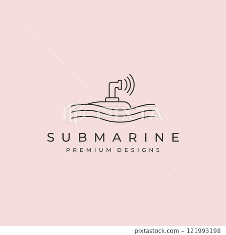 submarine and wave icon logo vector symbol line art illustration design 121993198