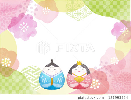 Cute watercolor Hinamatsuri background material 121993334