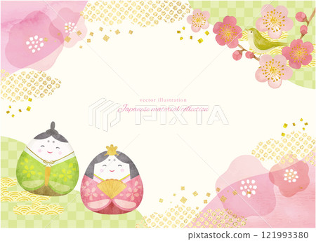 可愛的女兒節背景素材與水彩觸感 121993380