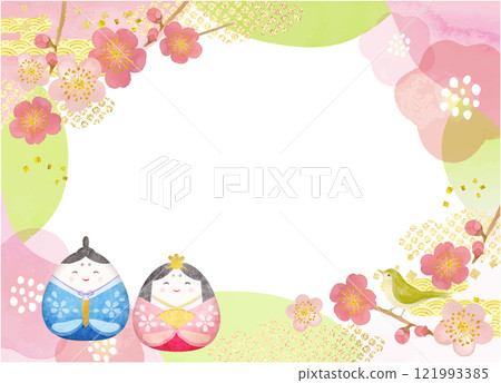 Cute watercolor Hinamatsuri background material 121993385