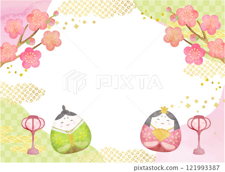 Cute watercolor Hinamatsuri background material 121993387
