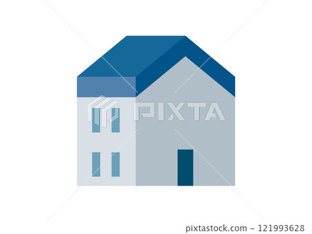 從側面看房屋建築的插圖 121993628