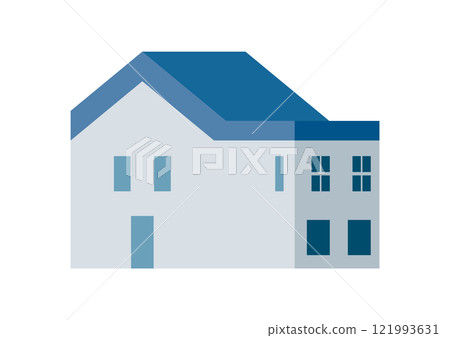 Illustration of a single-family home building seen from the side 121993631