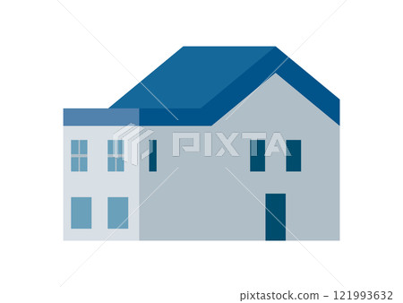 Illustration of a single-family home building seen from the side 121993632