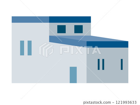 Illustration of a single-family home building seen from the side 121993633