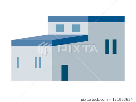 Illustration of a single-family home building seen from the side Illustration of a single-family home building seen from the side 121993634